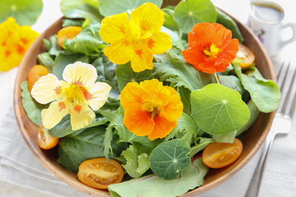 Blütendeko für Salate