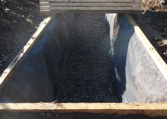 Erdmiete - Kiesbett am Boden dient der Drainage