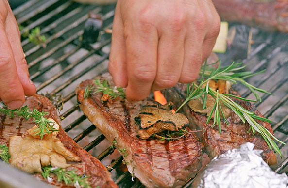 Fleisch mit Kräutern grillen